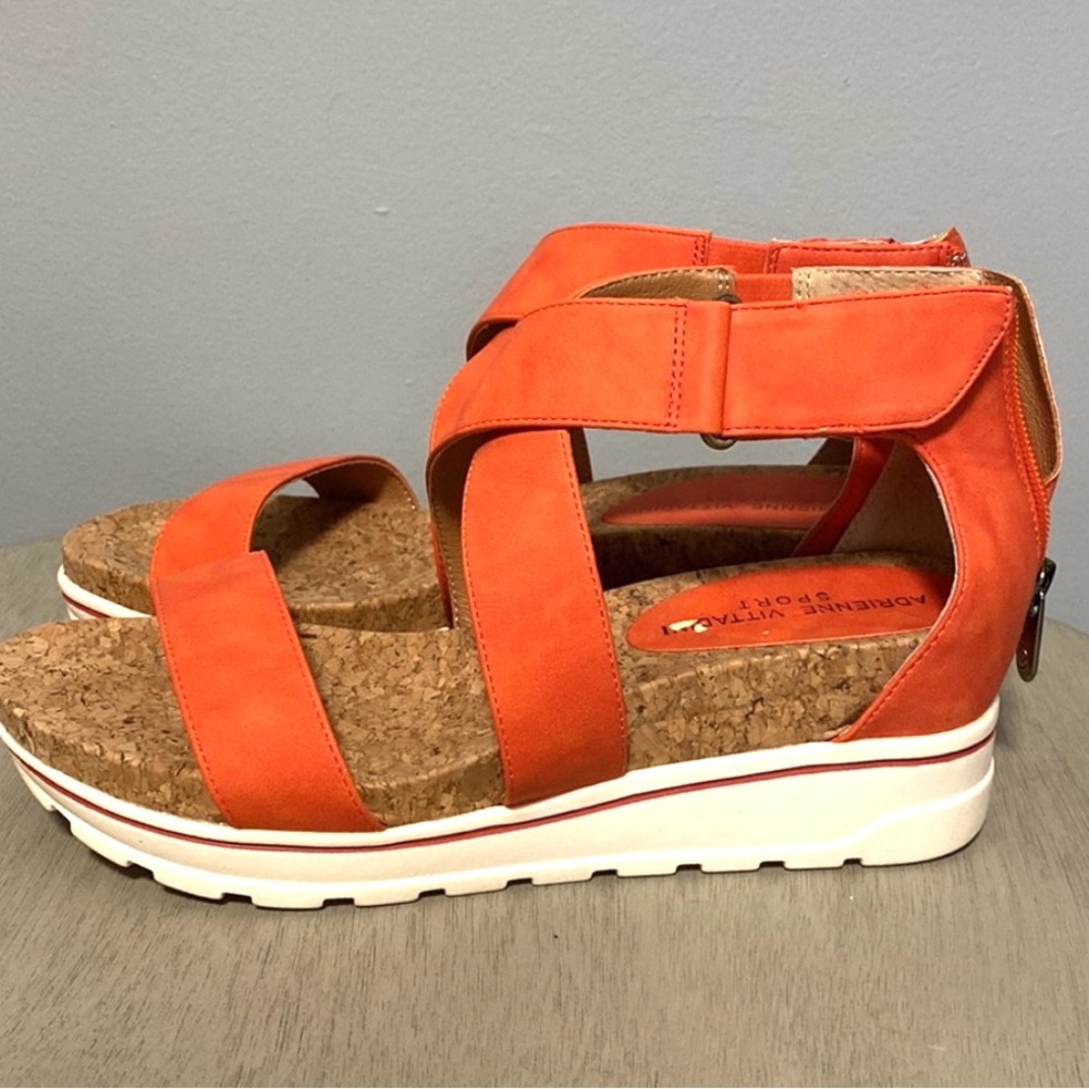 Adrienne Vittadini Sport Women's Orange Wedge Sandals - Picture 3 of 7